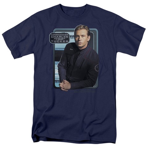 Star Trek-Trip Tucker - Short Sleeve Adult 18-1 Tee - Navy- Medium