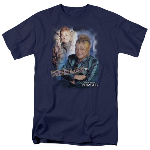 Star Trek-Neelix - Short Sleeve Adult 18-1 Tee - Navy- Medium