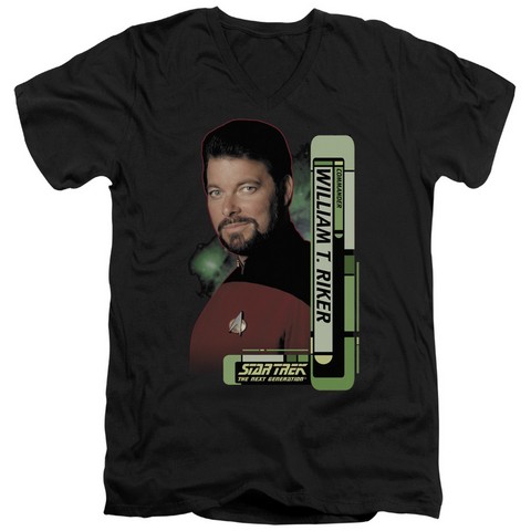 Star Trek-Riker 30-1 V-Neck Tee - Black- 2X