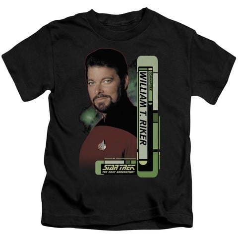 Star Trek-Riker - Short Sleeve Juvenile 18-1 Tee - Black- Large 7
