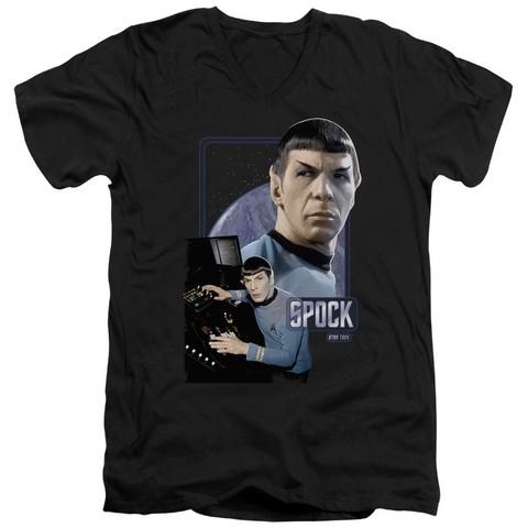 Star Trek-Spock 30-1 V-Neck Tee - Black- Medium
