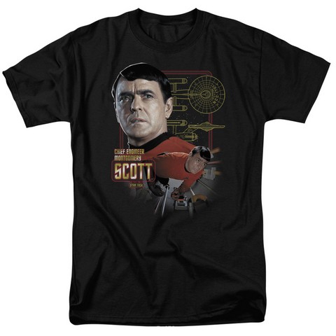 Star Trek-Chief Engineer Scott - Short Sleeve Adult 18-1 Tee - Black- Medium