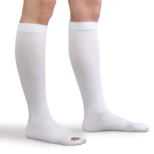 OT - 9367 - W 18mmHG Compression Open Toe Anti - Embolism Stockings- Beige - Large