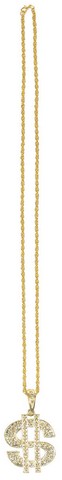 Amscan 318571 Necklace Casino Dollar Sign Gold - Pack of 12