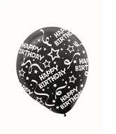 Amscan 115800.10 Black Birthday Balloons, Confetti - Pack of 72