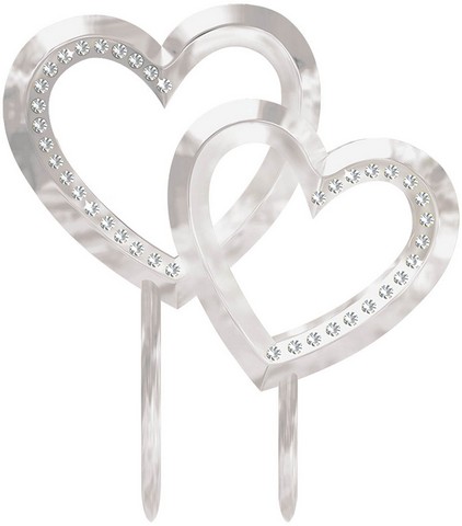 Amscan 100010 Double Heart Wedding Cake Topper Pack Of 4