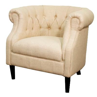 New Pacific Direct 353135-F Luna Fabric Tufted Tub Chair, Flax