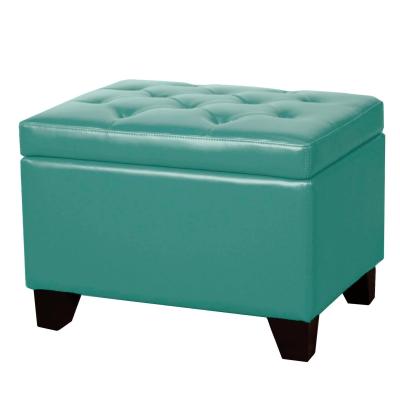 New Pacific Direct 194424B-323 Julian Rectangular Bonded Leather Storage Ottoman, Turquoise