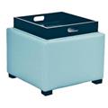 New Pacific Direct 113042-3632 Cameron Square Leather Ottoman With tray, Blue New Pacific Direct 113042-3632 Cameron Square Leather Ottoman With tray, Blue