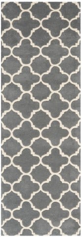 CHT717D-211 Chatham Hand Tufted Rectangle Rug- Dark Grey - Ivory- 2 ft. 3 in. x 11 ft -  Safavieh