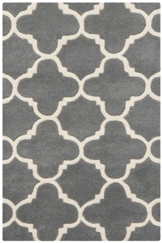 CHT717D-3 Chatham Hand Tufted Rectangle Rug- Dark Grey - Ivory- 3 x 5 ft -  Safavieh