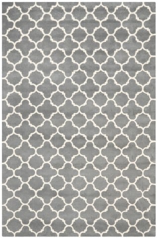 CHT717D-6 Chatham Hand Tufted Medium Rectangle Rug- Dark Grey - Ivory- 6 x 9 ft -  Safavieh