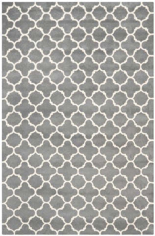 CHT717D-7SQ Chatham Hand Tufted Square Rug- Dark Grey - Ivory- 7 x 7 ft -  Safavieh