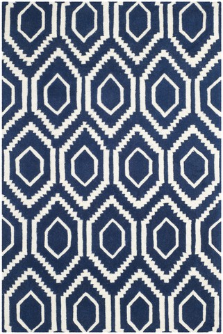 Picture of Safavieh CHT731C-4 Chatham Hand Tufted Rectangle Rug- Dark Blue - Ivory- 4 x 6 ft.