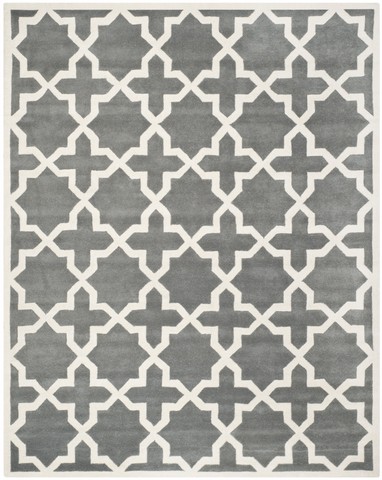 CHT732D-1115 Chatham Hand Tufted Rectangle Rug- Dark Grey - Ivory- 11 x 15 ft -  Safavieh