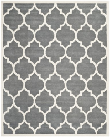 CHT733D-1115 Chatham Hand Tufted Rectangle Rug- Dark Grey - Ivory- 11 x 15 ft -  Safavieh