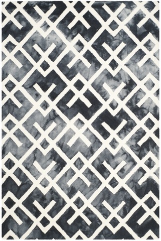 DDY677J-28 Dip Dyed Hand Tufted Rectangle Rug- Graphite - Ivory- 2 ft. 3 in. x 8 ft -  Safavieh