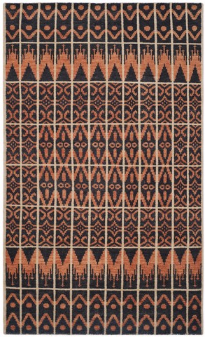 Picture of Safavieh KNY609A-9 Kenya Hand Knotted Large Rectangle Rug- Orange - Black- 9 x 12 ft.