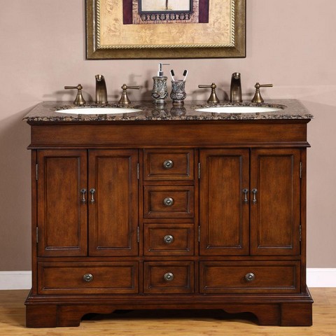 Baltic Brown Granite Bathroom Vanity - Double Sink - 48 in -  Back2Basics, BA3729842