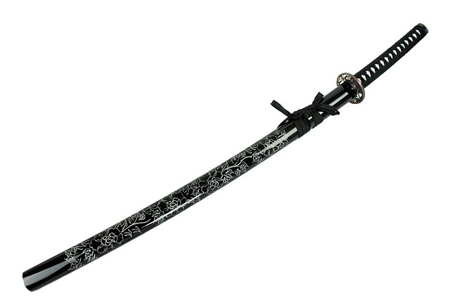Picture of 8932 Black Collectible Katana Samurai Sword with Flower Design&#44; 42 in.