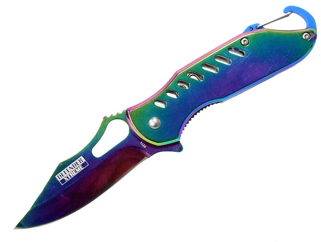 Picture of 9274 Defender Xtreme Spring Assisted Reflective Multi-color Knife with Keychain Clip&#44; 6.5 in.