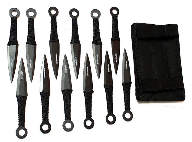 Picture of 6233 Black Throwing Knives with Black Handle & Sheath&#44; 6 in.
