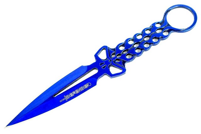 Picture of 8210 Defender Blue Skull Throwing Knife with Sheath&#44; 8 in