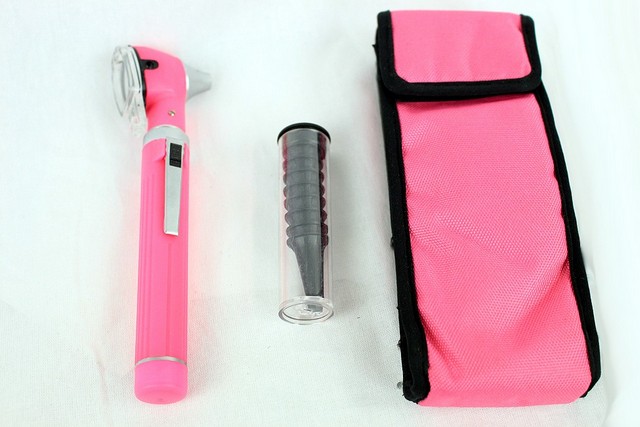 Picture of 12174 Fiber Optic Otoscope Mini Pocket Pink Medical Ent Diagnostic Set