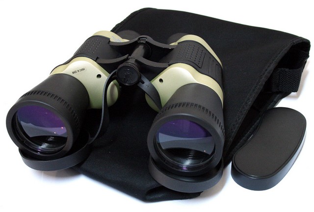 Picture of 6918 Black & Tan Free Focus Binoculars 119m 1000m with Strap Pouch- 30 x 50