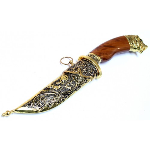 Picture of 5967 Dagger with Sheath Gold Color & Wolf Design&#44; 11 in.