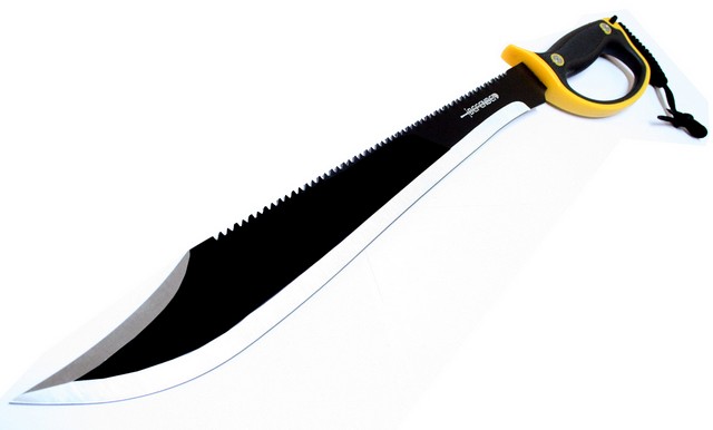Picture of 6674 Black & Silver Machete with A Black Yellow Handle & Sheath&#44; 23.5 in.