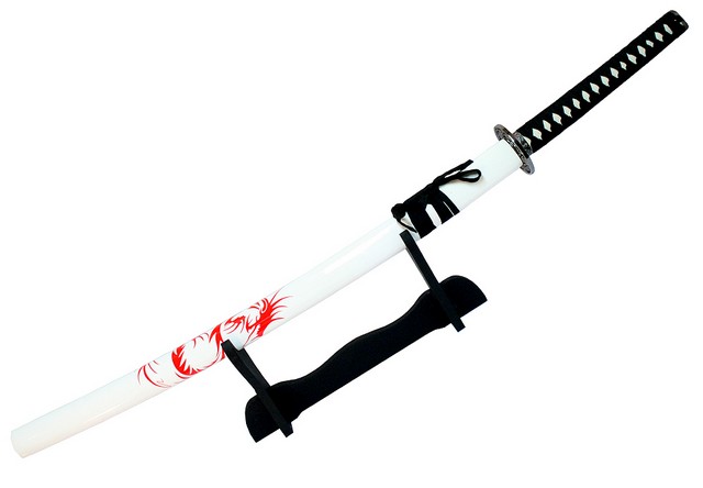 Picture of 6206 White Collectible Samurai Sword Ninja with Stand&#44; 40.5 in.