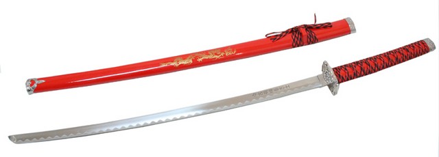 Picture of 2202D Red Japanese Samurai Sword Ninja with Stand&#44; 40 in.