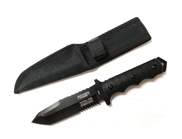 Picture of 7692 Defender Xtreme All Black Tactical Team Hunting Knife with Sheath&#44; 9 in.