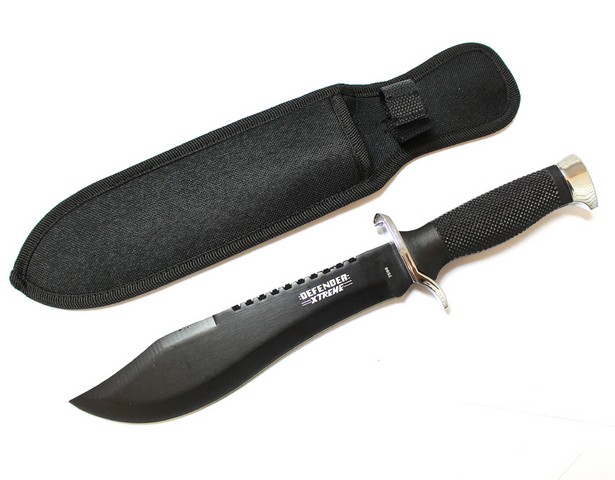 Picture of 7598 Defender Xtreme Serrated Blade All Black Hunting Knife with Sheath&#44; 13 in.
