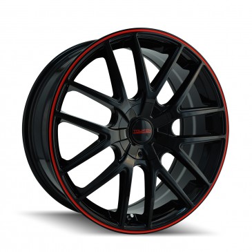 3260-6701BR 4-100- 4-114.3 PCD Tr60 Black & Red Ring Wheel