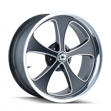Ridler 645 (645) Matte Black/MACHINED FACE/Polished Lip: 18x9.5 Wheel Size; 5-114.3 Lug Pattern, 83.82mm Bore, 0mm Offset.