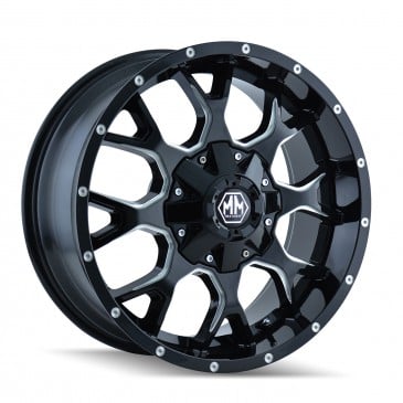 8015-2178M 8-180 PCD Warrior Black Milled Spokes Wheel