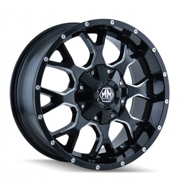 8015-8978M18 8-180 PCD Warrior Black Milled Spokes Wheel