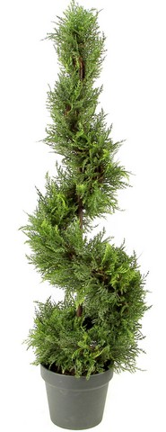 Picture of Admired by Nature GTR4632-NATURAL Artificial Cypress Leave Spiral Topiary Plant in Plastic Pot- Green - 3 ft.