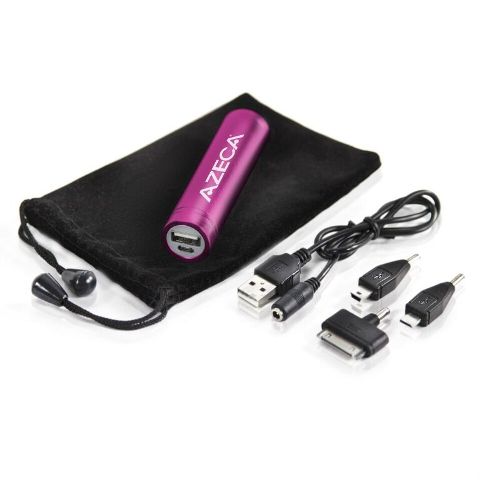 Azeca D422-PK PowerTube 2800 Portable Charger, Hot Pink