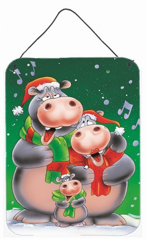 Hippo Family Caroling Wall or Door Hanging Prints