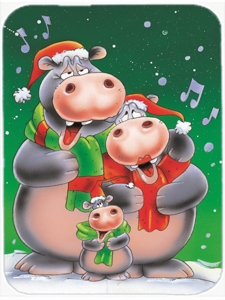 Picture of Carolines Treasures AAH7195LCB Hippo Family Caroling Glass Large Cutting Board