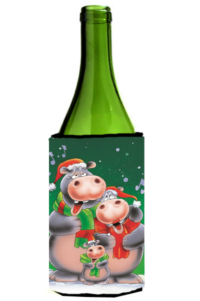 Picture of Carolines Treasures AAH7195LITERK Hippo Family Caroling Wine Bottle Can cooler Hugger
