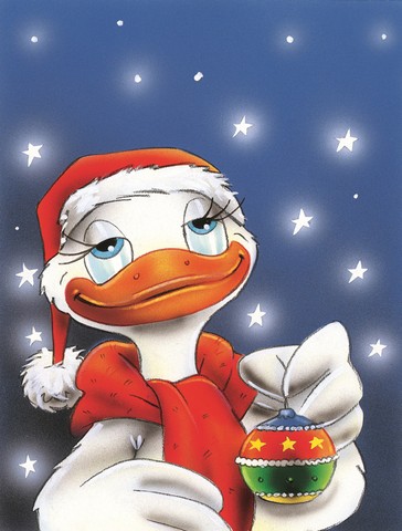 Duck with Christmas Ornament Flag Canvas House Size