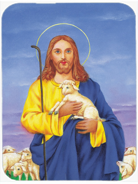 Picture of Carolines Treasures AAH8215LCB Jesus the Good Shepherd Holding a Lamb Glass Large Cutting Board