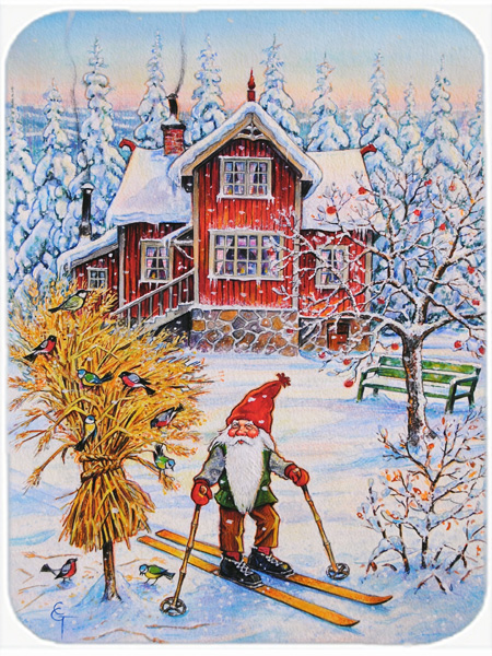 Picture of Carolines Treasures ACG0034LCB Christmas Gnome Skiing Glass Large Cutting Board
