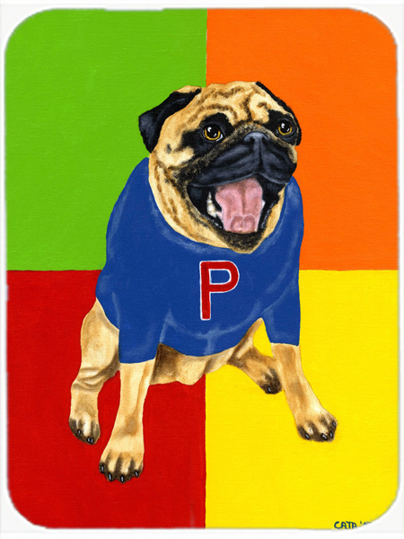 Picture of Carolines Treasures AMB1068LCB Go Team Varsity Pug Glass Large Cutting Board