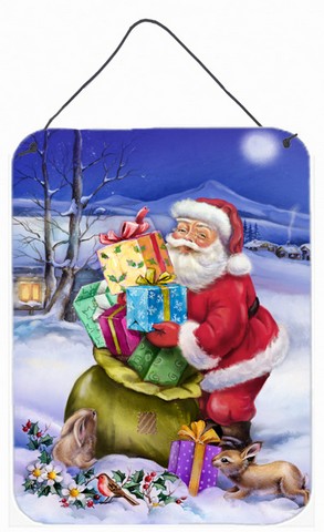 Christmas Santa Claus with Rabbits Wall or Door Hanging Prints
