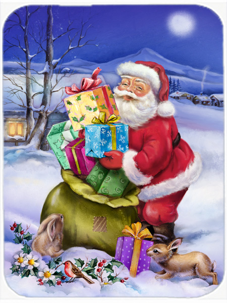 Picture of Carolines Treasures APH6556LCB Christmas Santa Claus with Rabbits Glass Large Cutting Board